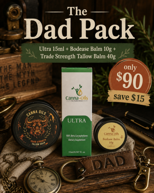 Canna-Oils The Dad Pack — Ultra 15ml, Bodease Balm 10g and Trade Strength Tallow Balm 40g gift bundle